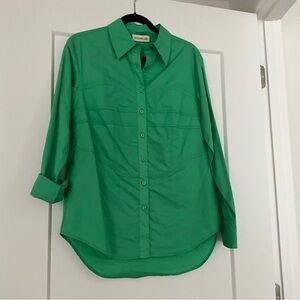 NICHOLAS Cotton Poplin Corset blouse, small, vibrant green, stunning
